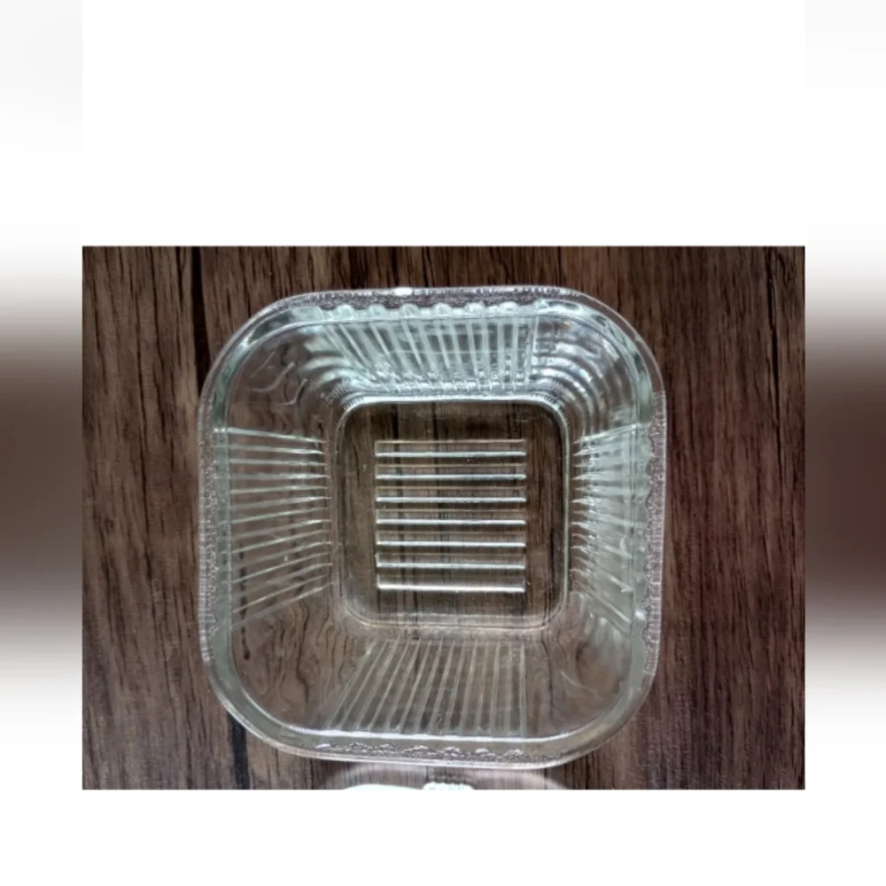 Clear Federal Glass Vegetable Square Ribbed Refrigerator Dish With Lid